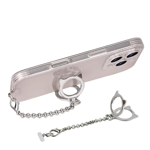 QINGZY Cordon para Movil Universal, Cadena para Teléfono Móvil Corta 13cm, Cordón de Correa de Muñeca de Metal, Correa para Teléfono con Parche para Smartphone