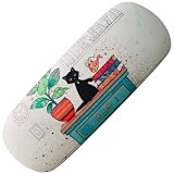 KIUB Etui à lunettes rigide - motif chat noir assis à son bureau de travail Beige Taille unique