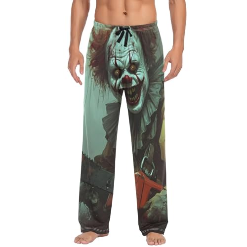 Clown Scary Yellow Pajama Pants for Men Men's Separate Bottoms, Lounge Pants with Pockets S