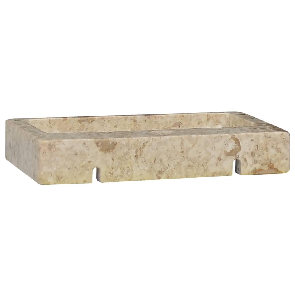 Umywalka ścienna z kremowego marmuru 38 x 24 x 6,5 cm, wisząca umywalka z otworem odpływowym 4,5 cm, do mycia rąk w łazience, pokoju gościnnym lub WC