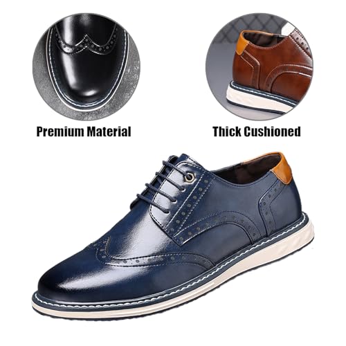 Men's Leather Wing Tip Patchwork Walking Gatsby Brogues Fashion Flat Round Toe Lace Up Work Dress Derby Shoes for Business Leisure Daily2