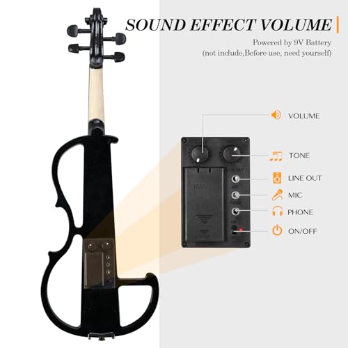 Pinikuyiro Electric Violin Full Size 4/4, Black Silent Electric Violin thumb #4