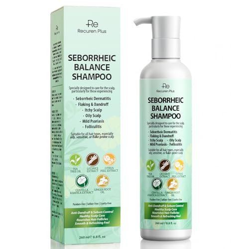 Seborrheic Dermatitis Folliculitis Acne Shampoo: Psoriasis Treatment & Scalp Anti-Dandruff Shampoo Dry Scalp & Flake Control Sulfate-Free Nourishing