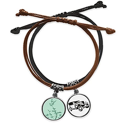 Bracelet la culture japonaise en cuir et corde de bambou motif minibus
