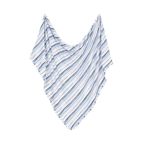Lars &amp; Lola Baby Swaddle Blanket, Newborn Swaddle Receiving Blanket for Baby Boy and Baby Girl, Unisex Swaddle Baby Wrap, Soft Baby Blanket, Baby Essentials, 31.5 x 31.5 inches - Ocean Stripe