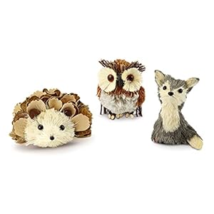 Auldhome design woodland friends figurines set of 3 foxowlhedgehog forest animals decor for fall christmas winter and themed decor or parties  urban country home decor