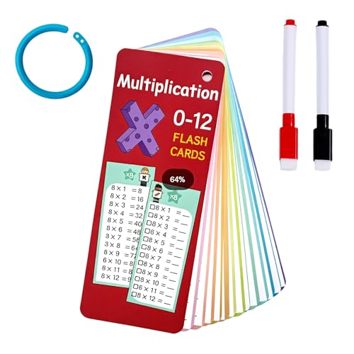 Tarjetas de Aprendizaje de Mesa de multiplicación para niños, 15 Cartas 1 x 1 Juego Educativo Divertido, Ayuda para el cálculo del alumno de la Escuela Primaria, para el hogar y el Aula.