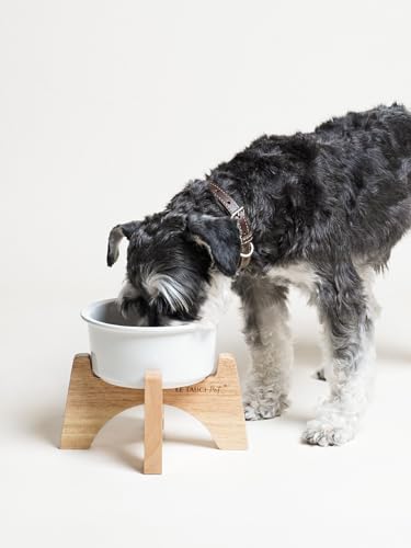 Raised Dog Bowl, 6.5 inch Elevated Dog Bowl Stand, Ceramic Dog Food Bowl with Wooden Stand, Dog Feeder for Small and Medium Breed, Set of 1, White Raised Dog Bowl, 6.5 inch Elevated Dog Bowl Stand, Ceramic Dog Food Bowl with Wooden Stand, Dog Feeder for Small and Medium Breed, Set of 1, White
