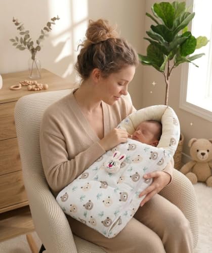 Image of VOIDROP Baby Sleeping Bag for New Born, Muslin Baby Sleeping Bag 0-6 Month for Infant, Washable & Foldable Cotton Design (Bear Print)