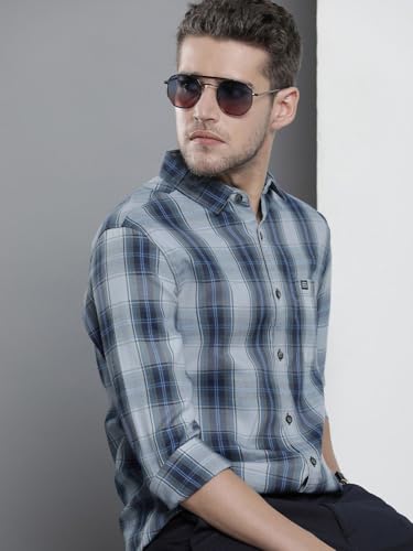 Image of The Indian Garage Co Men Regular Fit Checkered Full Sleeves Cutaway Collar Casual Shirt