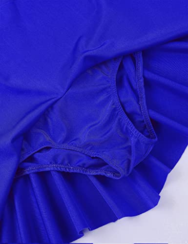 Nikiikoo Kids Girls Figure Ice Skating Dress Cutout Back Roller Skating Ballet Dance Tutu Skirted Leotard Royal Blue 6 Years #TOP5