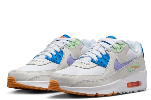 Nike Air Max 90 LTR Big Kids’ Shoes (CD6864-128, White/Phantom/Photo Blue/Purple Pulse) Size 6.53