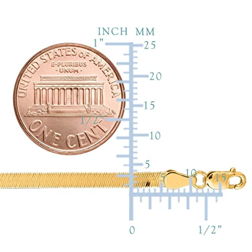 The Diamond Deal 14k Solid Yellow Gold 4.00mm Shiny Imperial Herringbone Chain Necklace or Bracelet for Pendants and Charms with Lobster-Claw Clasp (7", 8", 16", 18" 20" or 24 inch)2