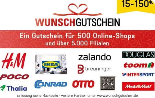 WUNSCHGUTSCHEIN The Perfect Gift – 500 Redemption Partners – for Germany – by Email - View 8