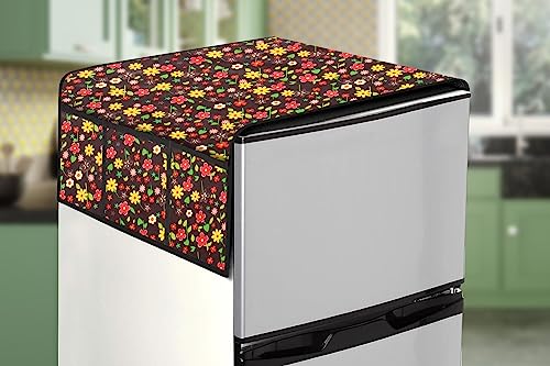Image of Stylista Refridgerator top Cover Suitable for Samsung RR23C2F24S8 /HL, 215 Liter Fridge, Dimension (WXD) 71x109 CM, Mini Floral Pattern Multicolor