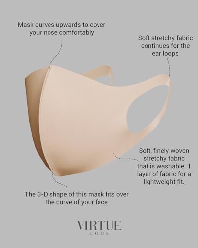 Image of Virtue Code Second Skin Cloth Face Mask Pack. 4 Buttery Soft Masks Washable Fabric