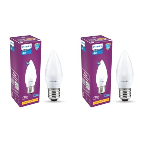 Image of PHILIPS 4W LED Frosted Candle Bulb | Warm White 3000K | E27 Base | Energy Efficient Decorative LED Light | Soft Glare-Free Illumination | Pack of 2