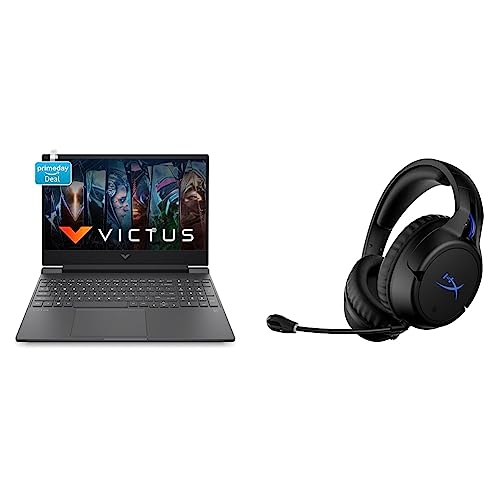 Image of HP Victus Gaming 12th Gen Intel Core i5 12450H Processor 15.6 inch(39.6 cm) FHD Gaming Laptop & HyperX Cloud Flight ? Wireless Gaming Headset for PS5 and PS4