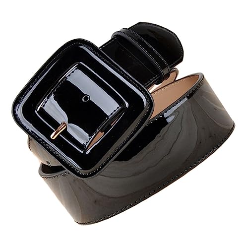 1pc Belt for Women Adjustable European Style Wide Patent Leather Waist Belt Durable Pu Real Leather for Dresses and Trousers Great Present Idea