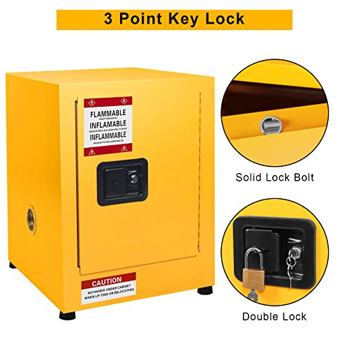 Image of Flammable Storage Cabinet 22 x 17 x 17 in, Galvanized Steel Flammable Liquid Storage Cabinet