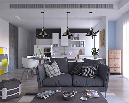 Licperron Industrial Pendant Light E26 E27 Base, Vintage Retro Pendant Light Fixtures Home Kitchen Lighting UL Approval, Bar Lights Hanging, 3 Pack - Image 3