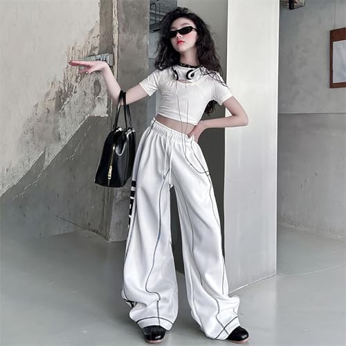Girl's Baggy Sweatpants Letter Print Elastic Waist Wide Leg Pants Trendy Casual Active Joggers Track Pants4