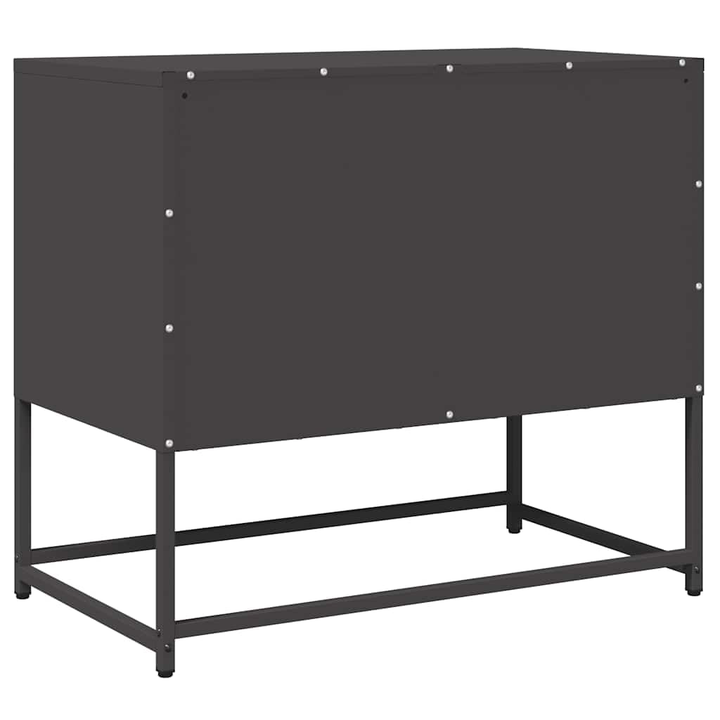 vidaXL Mueble para TV Acero Laminado en frío Negro 68x39x60,5 cm, Soporte de TV, aparador de TV, Mueble de Alta fidelidad, Banco de TV, Mueble de TV