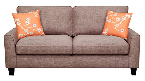 Serta Astoria Upholstered Sofas Flare Arm Fabric Living Room Couch With Spring And Foam-Filled Seat Cushions, Ships In One Box, 73", Tan #TOP5