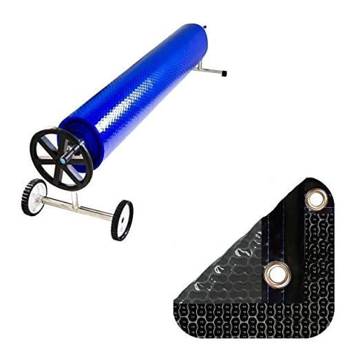 Pack Manta Térmica (Cobertor Térmico-Cubierta Isotérmica-Toldo Para Piscina) De 500 Micras New Energy Con Refuerzo En Todo El Contorno (11X6.5M) + Enrollador Telescópico De 81Mm.