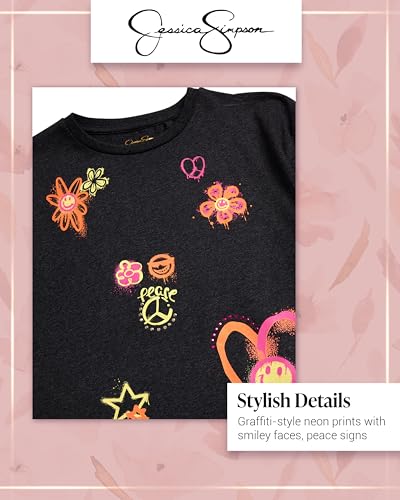 Jessica Simpson Girls T Shirts - Trendy Oversized Graphic Tees Cute Summer Tops for Girls - Soft Blended Cotton Shirts (7-16)3