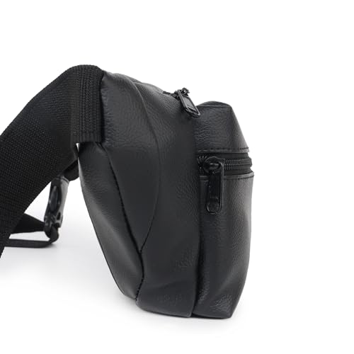 Image of Waist Bag for Man Woman - Anti Theft, Waterproof Zippers and Back Pocket - Large Travel Waist Pouch, Fanny Pack, Belt & Hip Bag for Men, Women for Hiking, Passport, Gym (Black) (Jet Black)