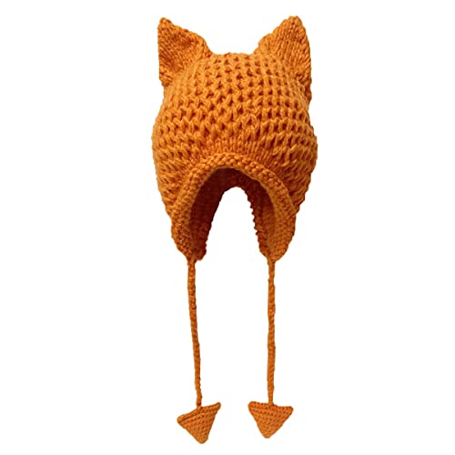 BIBITIME Crochet Beanie Hat Winter Cute Fox Cat...