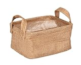 cesta de setas Volumen de suministro: 1 x cesta de almacenaje Juna S de WENKO, con dos asas para un transporte práctico, 100 % polietileno en el interior y 100 % yute en el exterior.