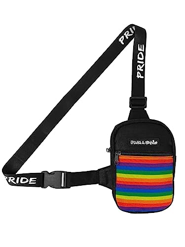 Kit Chapeu Bucket Preto + Shoulder Bag Mini Bolsa Lateral Masculina Pega Visão LGBT Pride