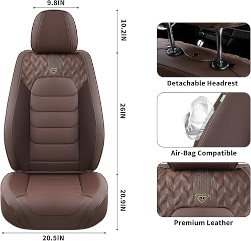 Image of FLORICH Seat Covers Full Set, Leather Seat Cover, Front and Rear Seat Covers 5 Seats, Waterproof Car Seat Cushion Protector Accessories for Sedan SUV Pick-up Truck(Coffee, Full Set)