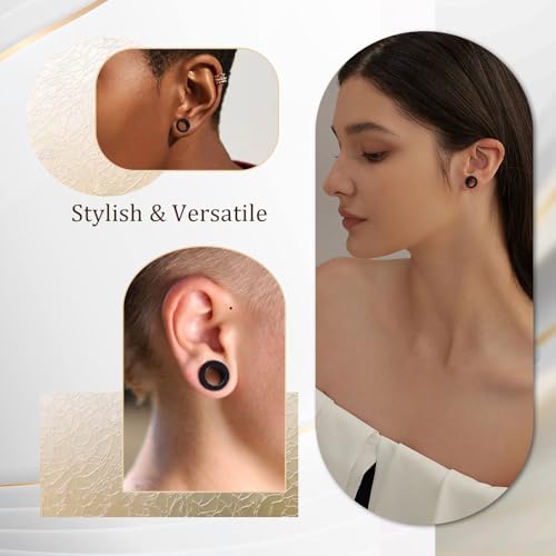 Uwiyo 20 Stück Silikon Flesh-Tunnel Set, 4-20mm Hollow Silikon Tunnel Plugs Ohrdehner Plug Ohr Expander Ohrplugs Flexible Stretching Expander Ohr Piercing Schmuck für Männer Frauen (Schwarz)