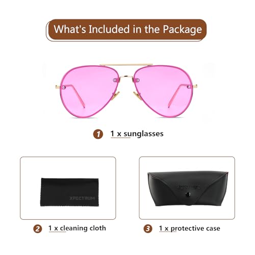 Image of Xpectrum Classic Double Bridge Metal Aviator Sunglasses for Women Men Trendy Retro UV400 Rimless Sun Glasses