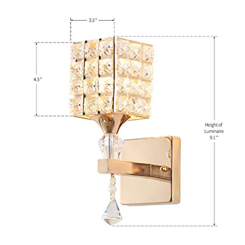 Apliques de pared de cristal de lujo y lámpara geométrica E27 color oro 2