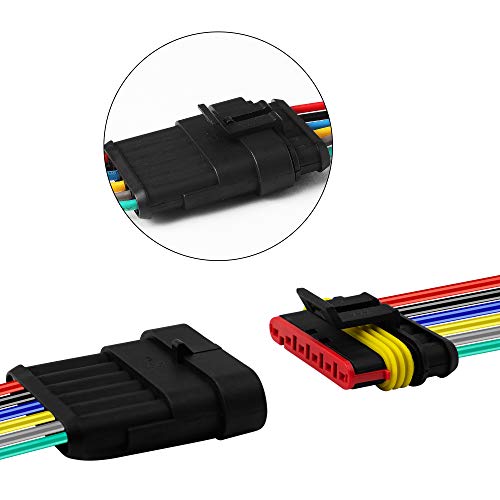 Lanhong 6 Pin Way 16 Awg Car Waterproof Electrical Connector Plug With Wire Awg Marine Pack Of 5 #TOP6