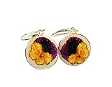 Handmade Embroidered Earrings with Pansy Flower