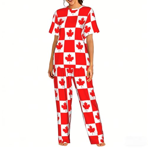 Pyjama canadien femme ensemble doux imprimé deux pièces