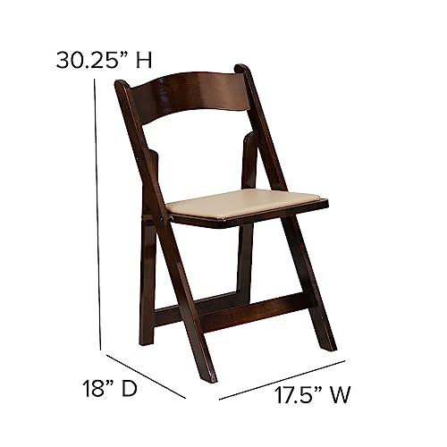 Flash Furniture 4 Pack HERCULES Series Fruitwood Wood Folding Chair with Vinyl Padded Seat - Image 4