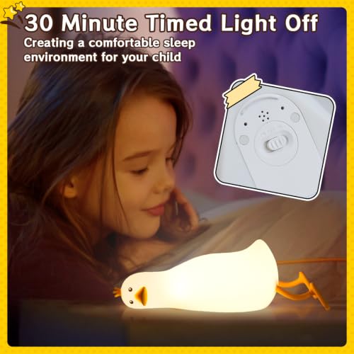 Image of Cute Duck Night Light: LED Baby Silicone Duck Lamp - 7 Colors Kids Night Lamp - Rechargeable Nursery Nightlight - Timer Function Bedside Lamp - Cute Bedroom Decor - Gifts for Children