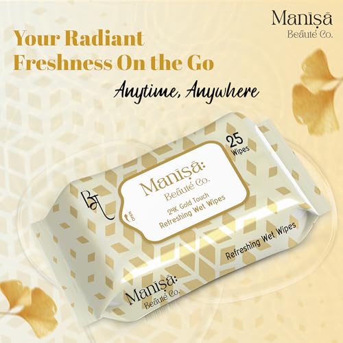 Image of Co. 24K Gold Touch Refreshing Wipes | Alcohol-Free, Vegan Makeup Remover | Paraben-Free & Cruelty-Free Facial Wipes for Sensitive Skin - 300 Wipes (Pack of 12)