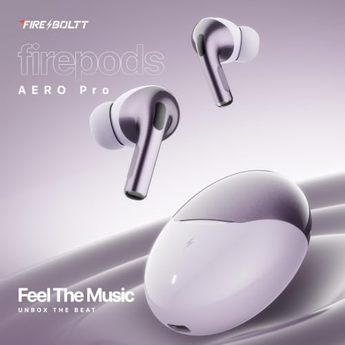 Image of Fire-Boltt Aero TWS Earbuds Custom EQ, Wireless Bluetooth 5.4, Music & App Support, 50H Playtime, Fast Charging Case, 50ms Low Latency for Gaming, Touch Controls, IPX4 Waterproof, Clear Calls - Lilac