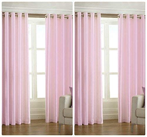 Exporthub Polyester Light Pink Plain Eyelet Semi Sheer Very Long Door Curtains Set of 4 Pc 10 Feet, (EHSPR0488_104)