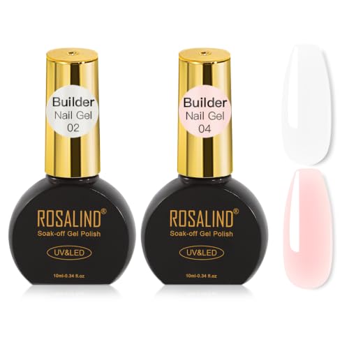ROSALIND Gel Constructor Uñas 2 Piezas Blanco Lechoso Rosa Builder Nail Gel