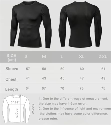 ATRACTIVOLL Camiseta Deportiva de Manga Larga para Hombre de Compresión, Fitness de Manga Larga Secado Rápido Hombre Camiseta Termica de Entrenamiento Base Layers