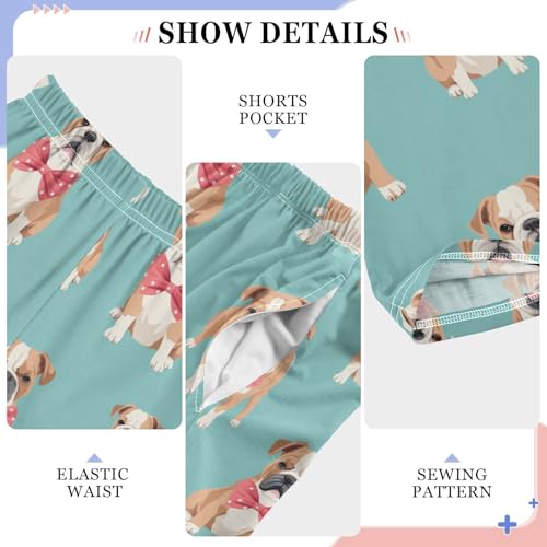 ALAZA Seamless Bulldog with Bow Pajamas Bottoms with Pockets Comfy Pjs Sleepwear Elastic Waistband Pajamas Pants Lounge Pants for 6-14 Years4