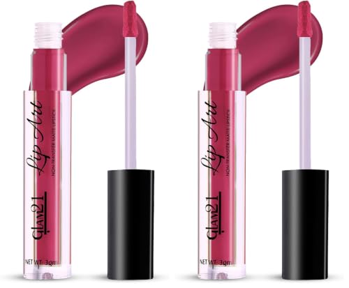 Image of Glam21 Lip Art Non-Transfer Matte Liquid Lipstick | Lightweight, Long-Lasting | Waterproof & Smudge-Proof Lip Colour | Intense Pigment | 3gm -Pink Spore-08 (Pack of 2)